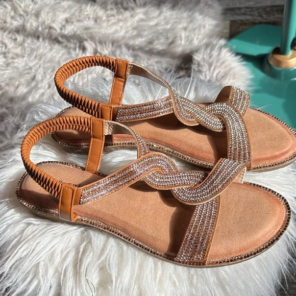 Patrizia by Spring Step Elegant Sandals with Rhinestone Detailing Brand New - Picture 1 of 7